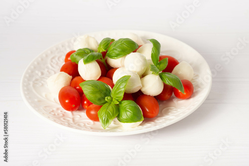 salad with mozzarella and cherry tomatoes.