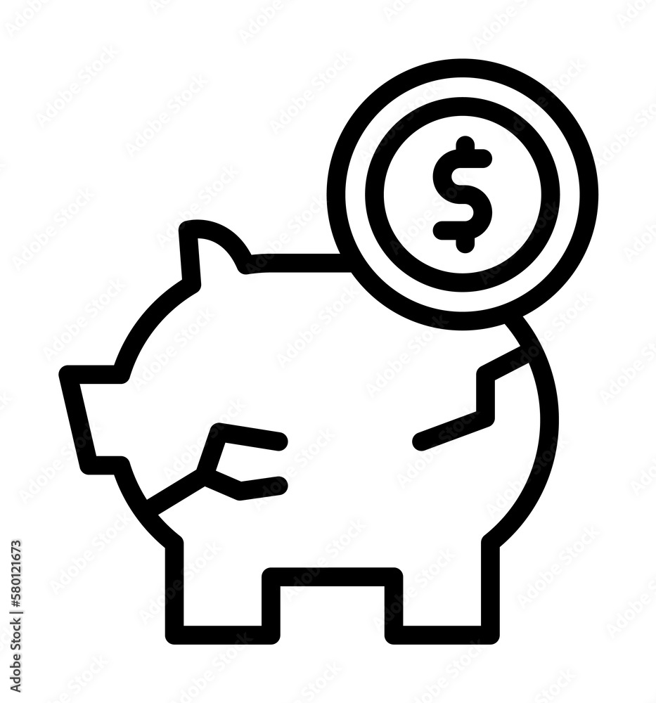 piggy bank dollar coin icon. Simple line, outline elements of bankruptcy icons for ui and ux, website or mobile application on white background piggy bank dollar coin icon. Simple line, outline elements of bankruptcy icons for ui and ux, website or mobile application on white background