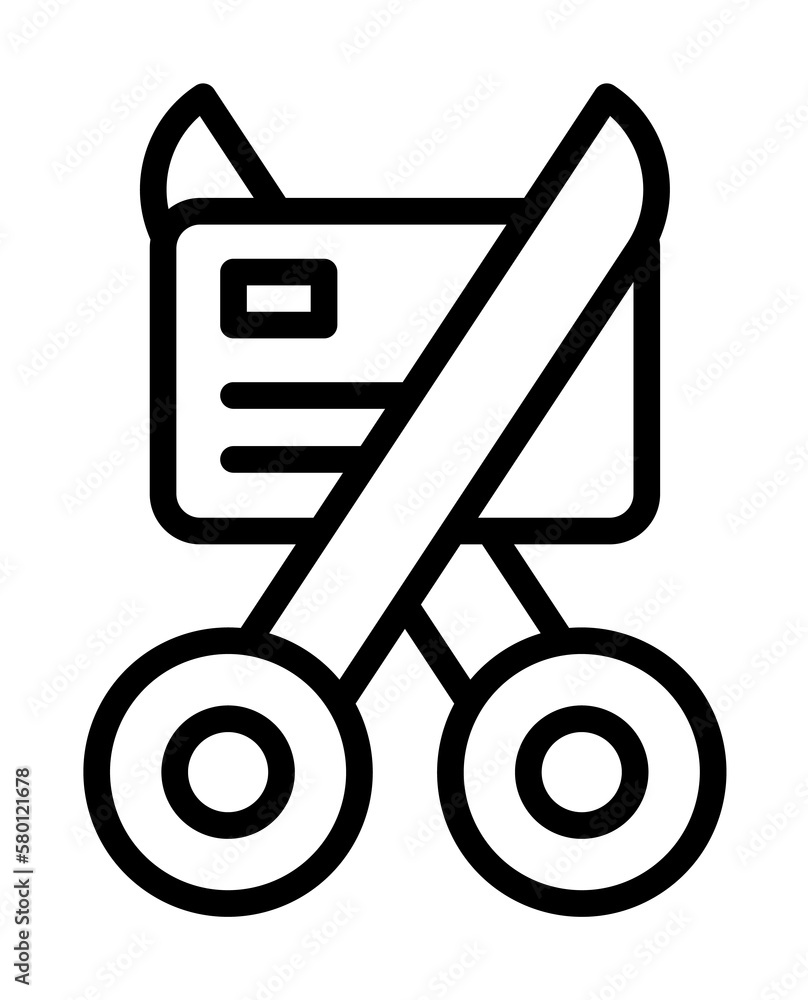 scissors card icon. Simple line, outline elements of bankruptcy icons for ui and ux, website or mobile application on white background scissors card icon. Simple line, outline elements of bankruptcy icons for ui and ux, website or mobile application on white background