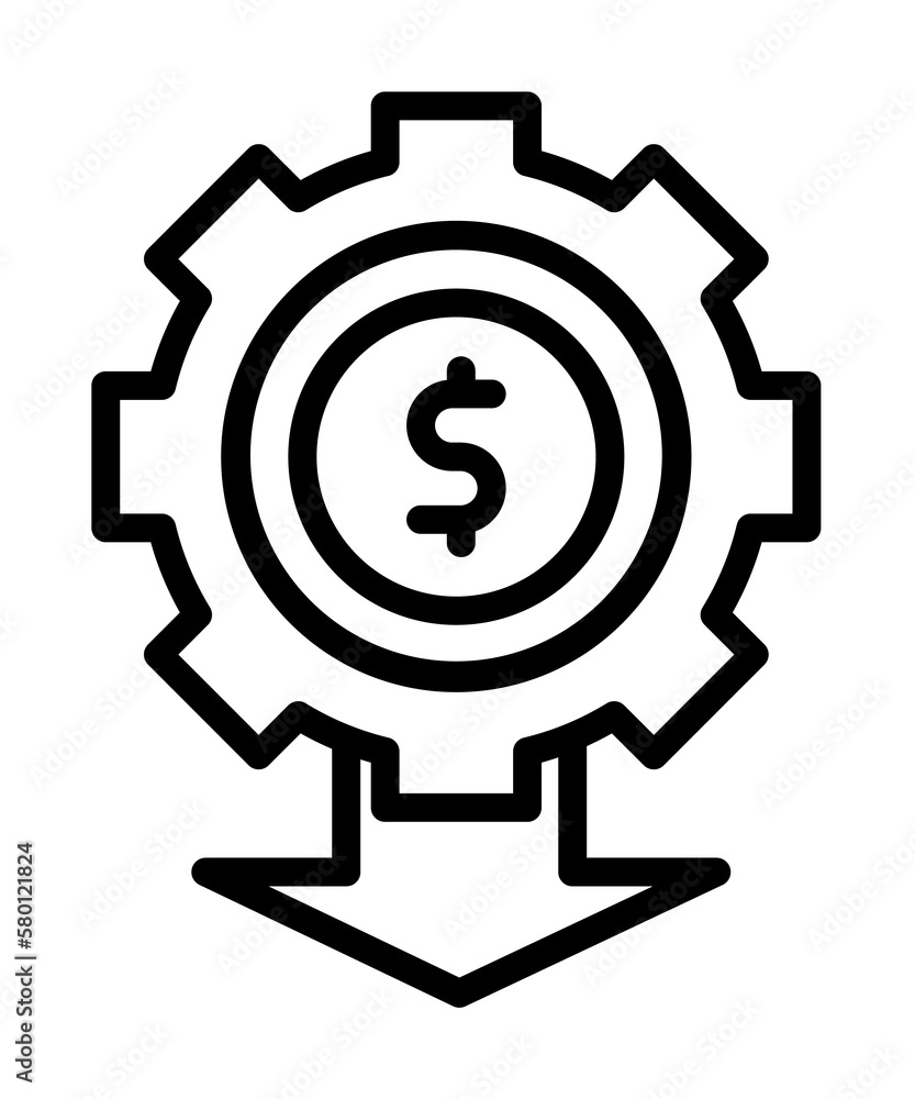 gear arrow dollar icon. Simple line, outline elements of bankruptcy icons for ui and ux, website or mobile application on white background gear arrow dollar icon. Simple line, outline elements of bankruptcy icons for ui and ux, website or mobile application on white background