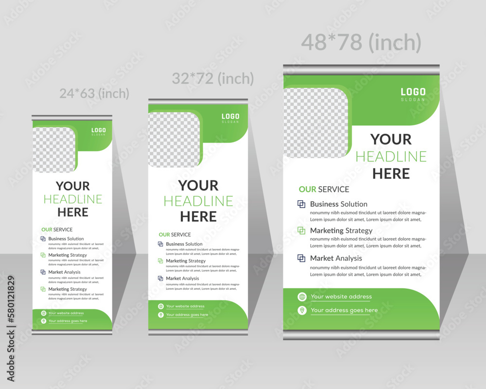 modern green color white background creative Corporate roll up, X banner, road side, stand banner, pull up banner design template layout for your business or company.. display, x-banner, flag-banner,