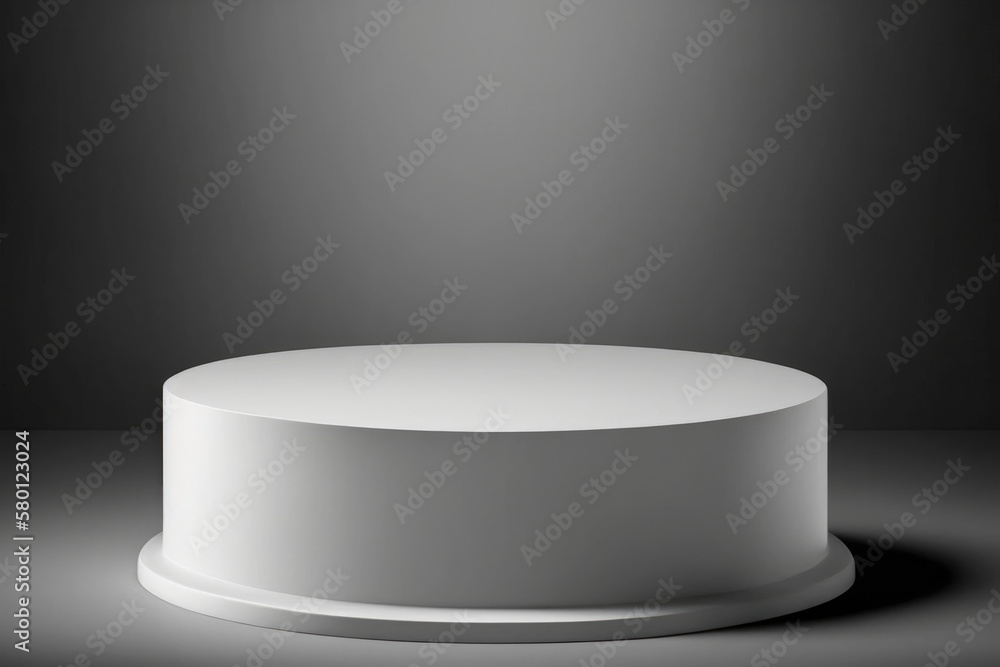 Cylinder podiums on white background. Abstract pedestal scene with geometrical. Generative AI Cylinder podiums on white background. Abstract pedestal scene with geometrical. Generative AI