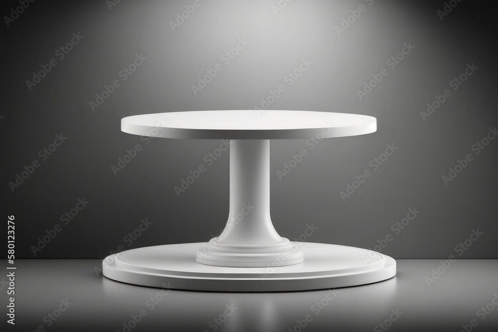 Cylinder podiums on white background. Abstract pedestal scene with geometrical. Generative AI Cylinder podiums on white background. Abstract pedestal scene with geometrical. Generative AI