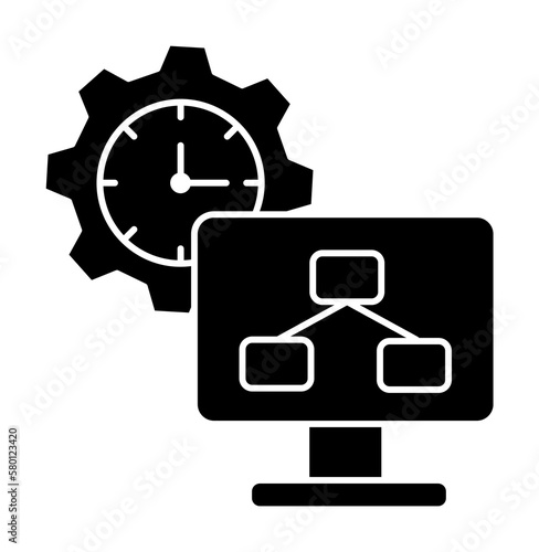 Computer work gear icon. Simple business intention icons for ui and ux  website or mobile application on white background