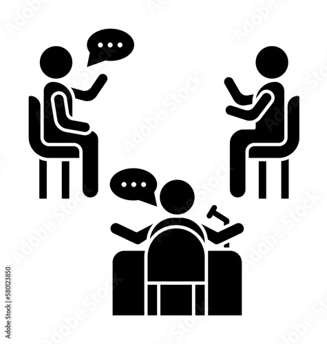 Trainer sitting discussion icon. Simple business indoctrination icons for ui and ux, website or mobile application on white background