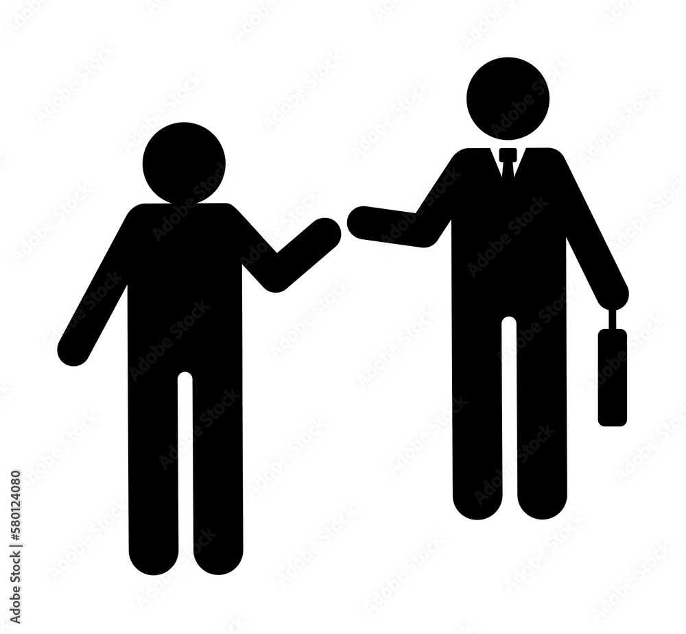 Businessmen meet encounter icon. Element of businessman pictogram icon on white background Businessmen meet encounter icon. Element of businessman pictogram icon on white background