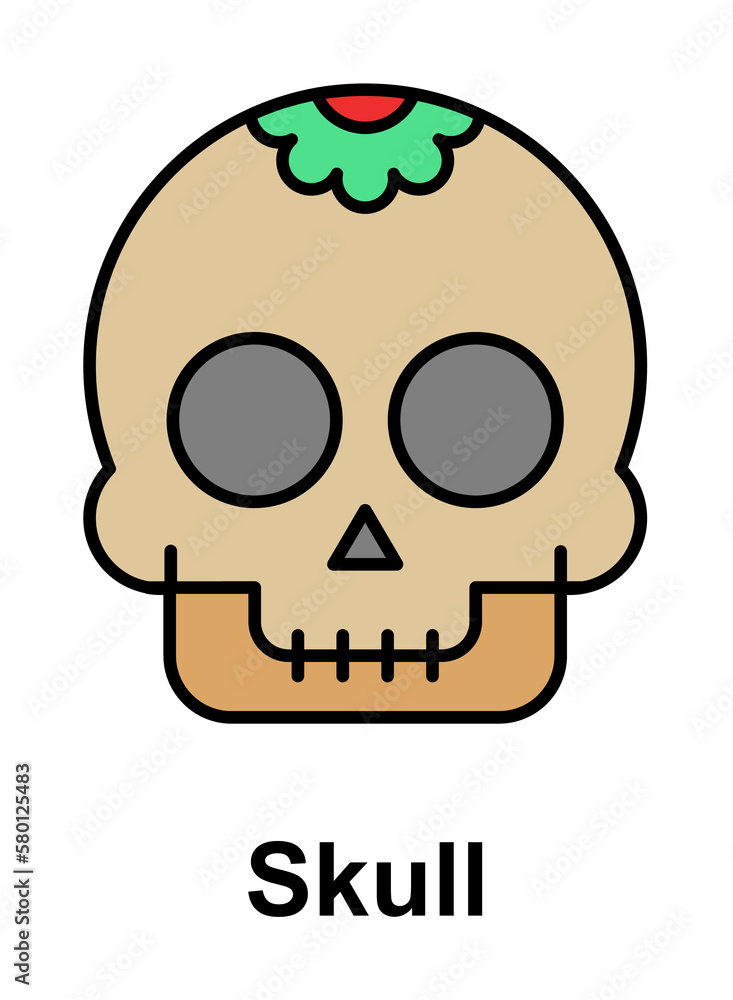Skull, decorative icon. Element of Cinco de Mayo color icon. Premium quality graphic design icon. Signs and symbols collection icon for websites, web design, mobile app on white background