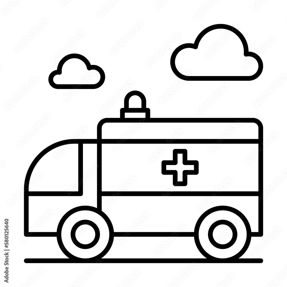 Ambulance car icon. Simple line, outline elements of city for ui and ux, website or mobile application on white background Ambulance car icon. Simple line, outline elements of city for ui and ux, website or mobile application on white background