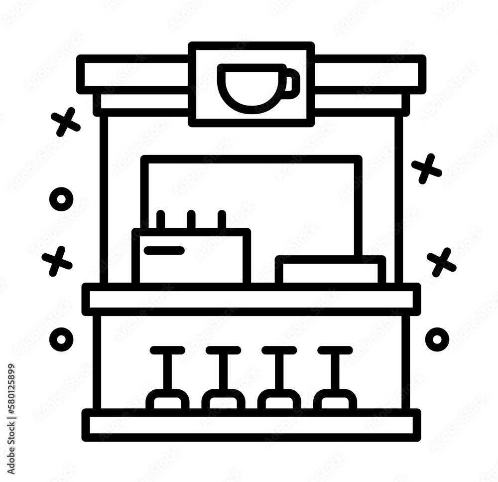 Coffee shop, store, restaurant icon. Simple line, outline of coffee icons for ui and ux, website or mobile application on white background Coffee shop, store, restaurant icon. Simple line, outline of coffee icons for ui and ux, website or mobile application on white background