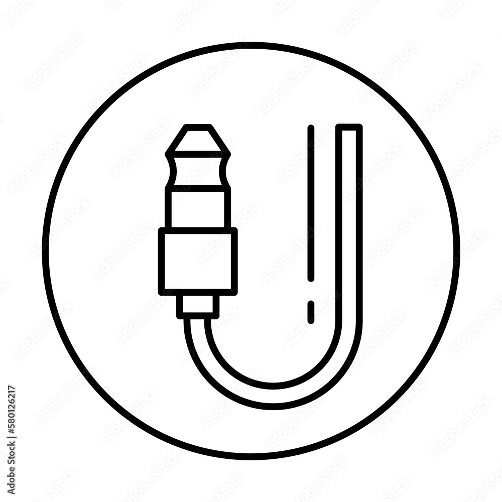 Jack connector icon. Simple line, outline elements of connectors and cables icons for ui and ux, website or mobile application on white background Jack connector icon. Simple line, outline elements of connectors and cables icons for ui and ux, website or mobile application on white background