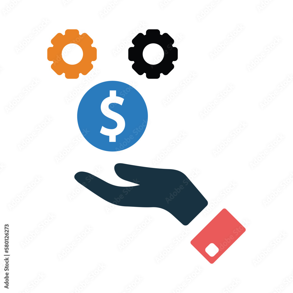 management, gear, hand, fund, money, fund management care icon management, gear, hand, fund, money, fund management care icon