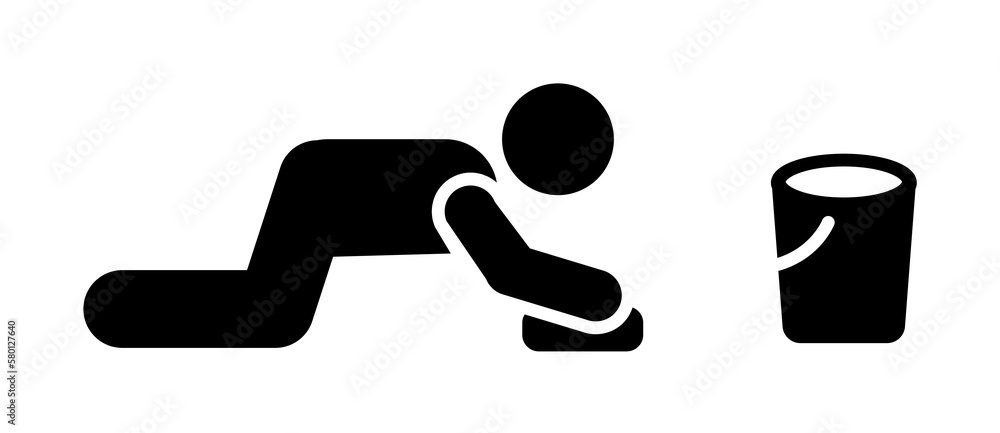 Man, floor, cleaning icon. Element of daily routine pictogram icon on white background