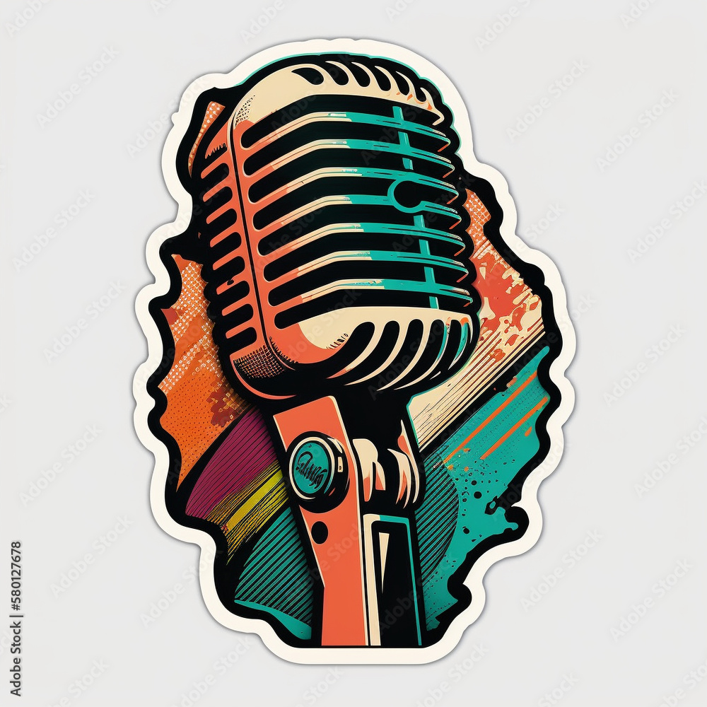 Microphone Logo Design, Colorful Microphone logo for Singers