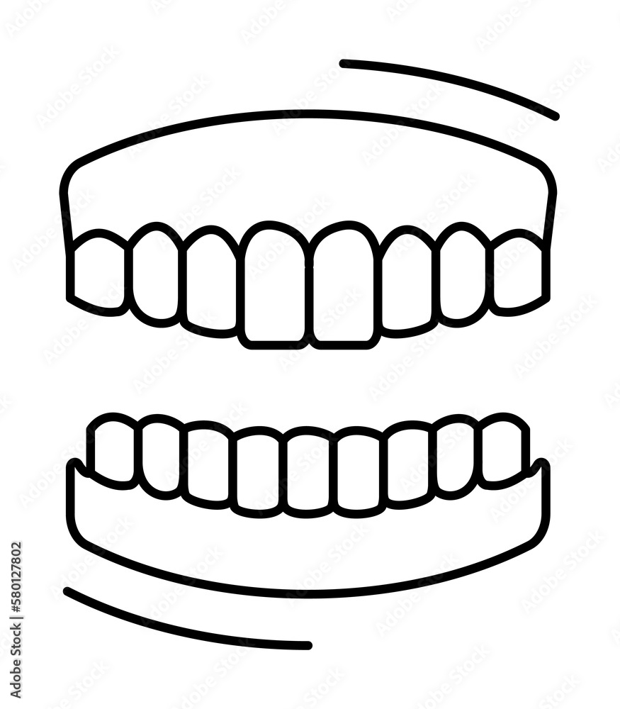 Dental prosthesis icon. Simple line, outline of dentistry icons for ui and ux, website or mobile application on white background Dental prosthesis icon. Simple line, outline of dentistry icons for ui and ux, website or mobile application on white background
