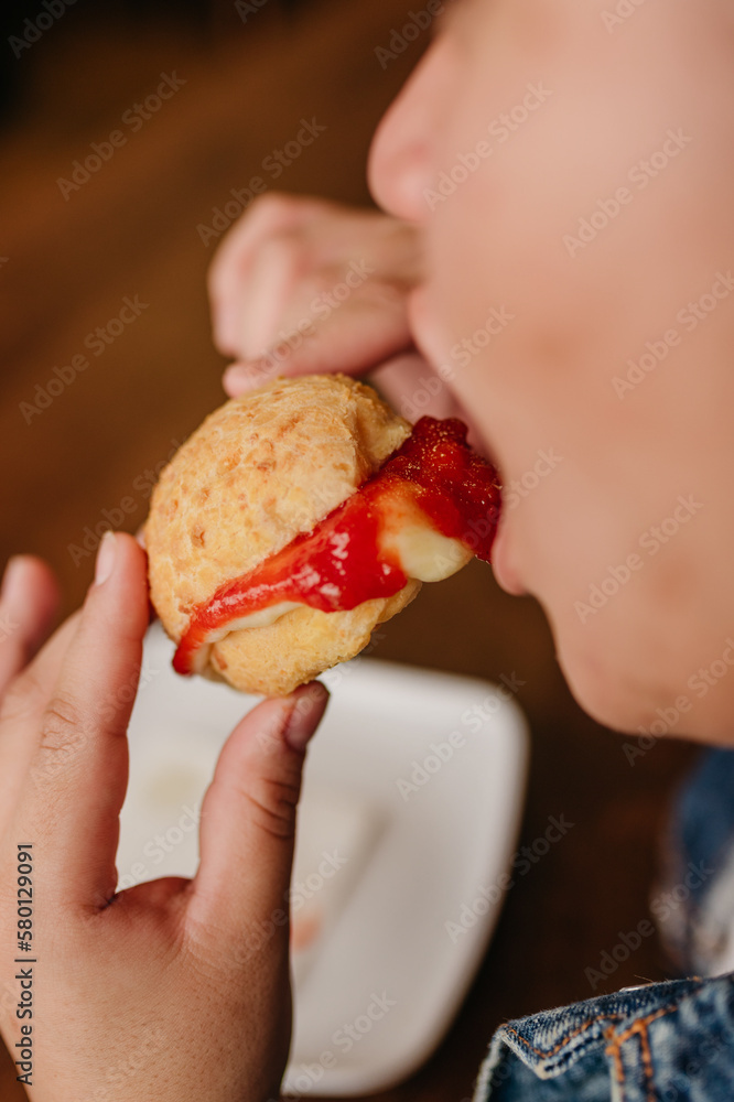 Cafeteria - Cheese bread stuffed with guava paste and cheese Cafeteria - Cheese bread stuffed with guava paste and cheese