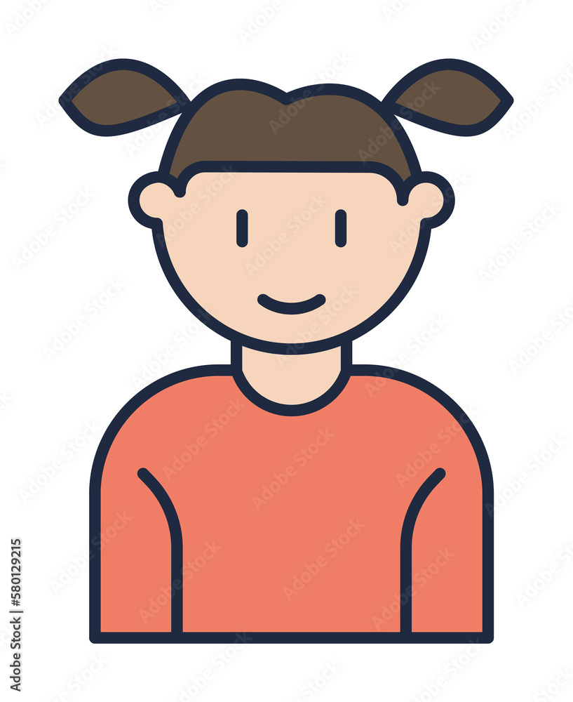 girl cartoon icon. Element of family icon for mobile concept and web apps. Cartoon girl icon can be used for web and mobile on white background girl cartoon icon. Element of family icon for mobile concept and web apps. Cartoon girl icon can be used for web and mobile on white background