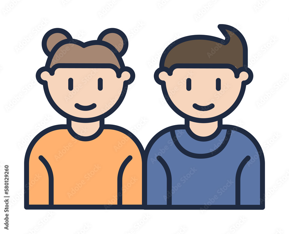 brother and sister cartoon icon. Element of family icon for mobile concept and web apps. Cartoon brother and sister icon can be used for web and mobile on white background