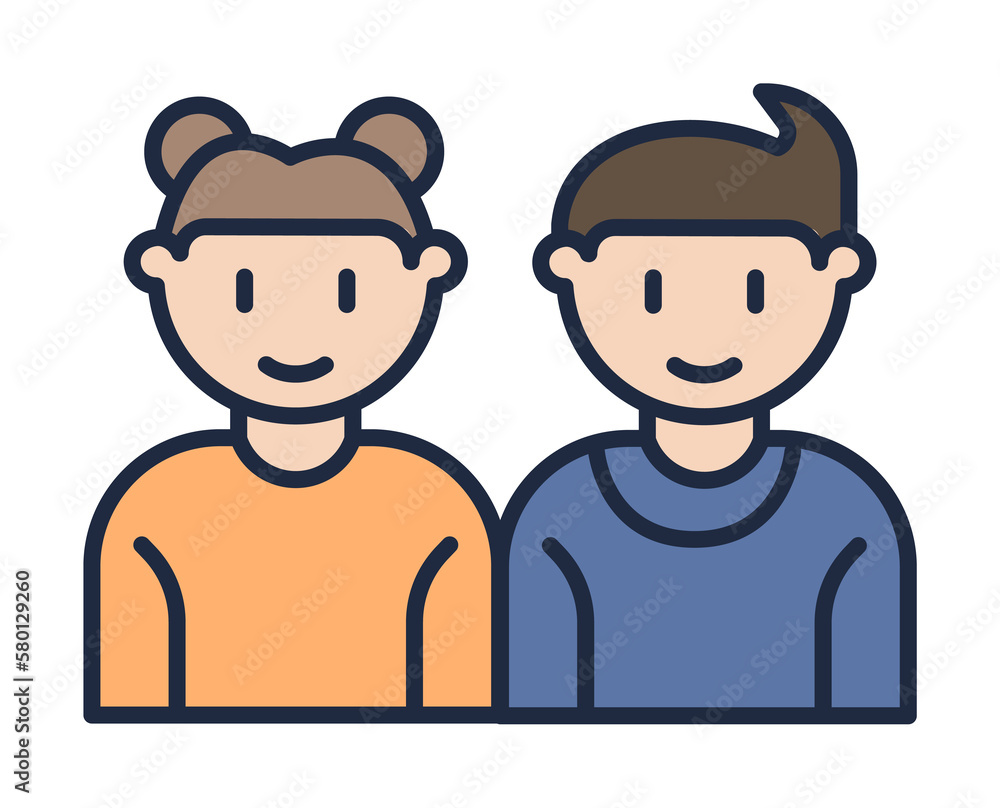 brother and sister cartoon icon. Element of family icon for mobile concept and web apps. Cartoon brother and sister icon can be used for web and mobile on white background brother and sister cartoon icon. Element of family icon for mobile concept and web apps. Cartoon brother and sister icon can be used for web and mobile on white background