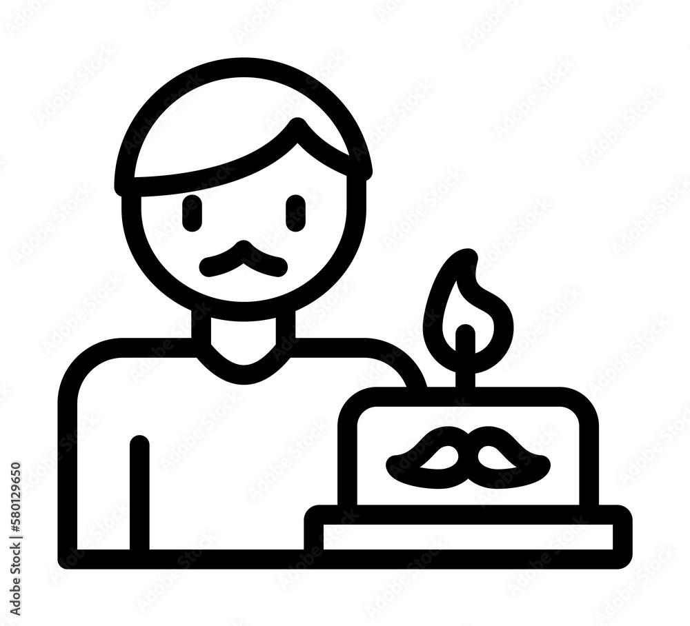 Dad, cake icon. Simple line, outline elements of cultural activities icons for ui and ux, website or mobile application on white background Dad, cake icon. Simple line, outline elements of cultural activities icons for ui and ux, website or mobile application on white background