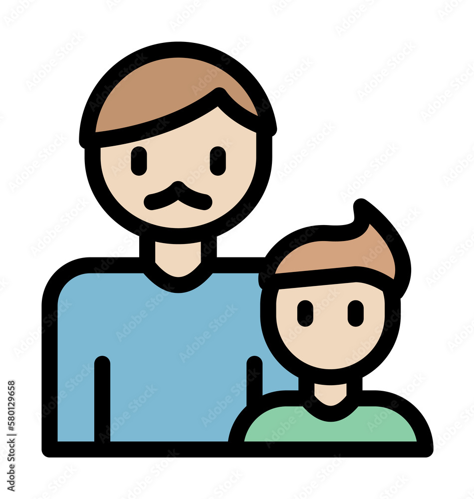 Dad, son icon. Simple color with outline elements of cultural activities icons for ui and ux, website or mobile application on white background Dad, son icon. Simple color with outline elements of cultural activities icons for ui and ux, website or mobile application on white background