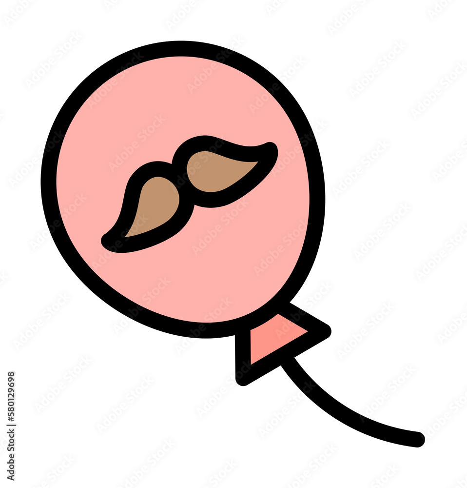 Balloon, mustache icon. Simple color with outline elements of cultural activities icons for ui and ux, website or mobile application on white background Balloon, mustache icon. Simple color with outline elements of cultural activities icons for ui and ux, website or mobile application on white background