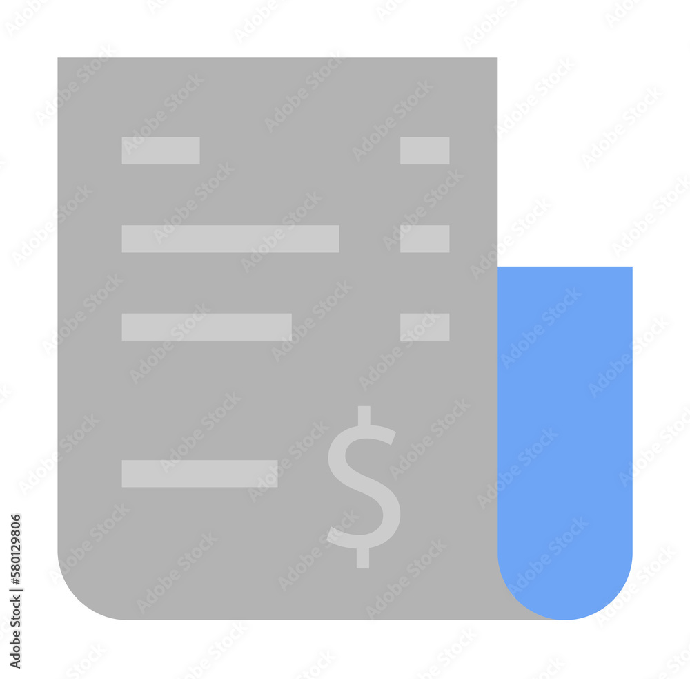 Bill, invoice, money, receipt two color blue and gray icon on white background Bill, invoice, money, receipt two color blue and gray icon on white background