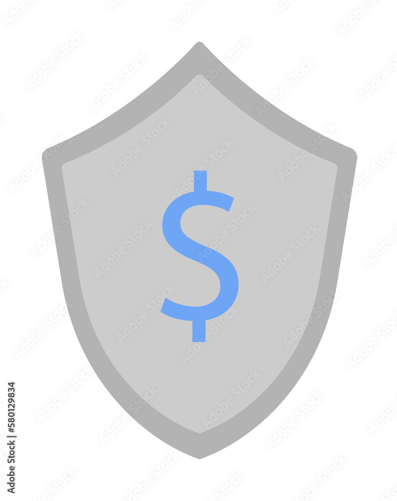 Business protection, insurance, money, savings, shield two color blue and gray icon on white background Business protection, insurance, money, savings, shield two color blue and gray icon on white background