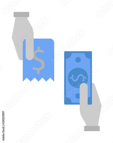 Hand, money, checkout, invoice, payment two color blue and gray icon on white background
