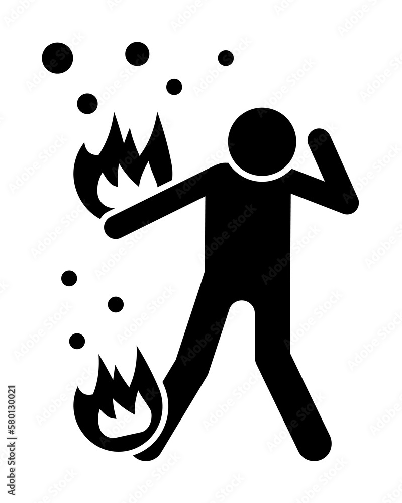 Man, fire, cry icon. Simple pictogram of human and fire icons for ui ...