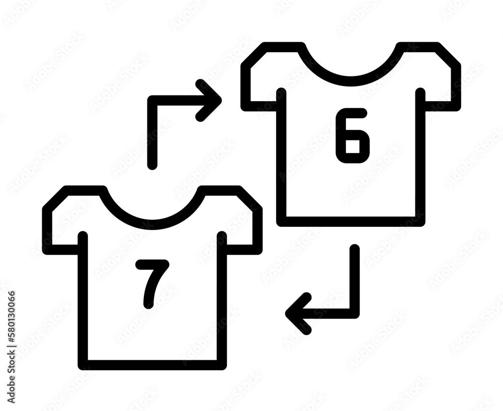 Substitution, football icon. Simple line, outline elements of soccer for ui and ux, website or mobile application on white background Substitution, football icon. Simple line, outline elements of soccer for ui and ux, website or mobile application on white background