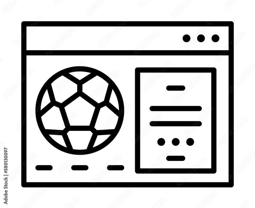 Website, football icon. Simple line, outline elements of soccer for ui and ux, website or mobile application on white background Website, football icon. Simple line, outline elements of soccer for ui and ux, website or mobile application on white background