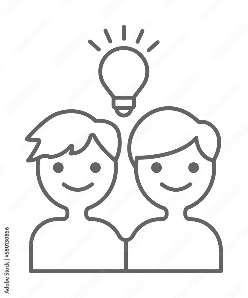 Friends, idea, creative icon. Element of friendship icon. Thin line icon for website design and development, app development. Premium icon on white background Friends, idea, creative icon. Element of friendship icon. Thin line icon for website design and development, app development. Premium icon on white background