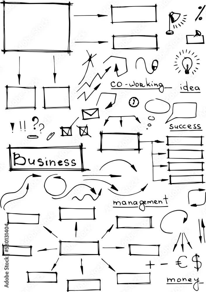 Hand drawn business elements 