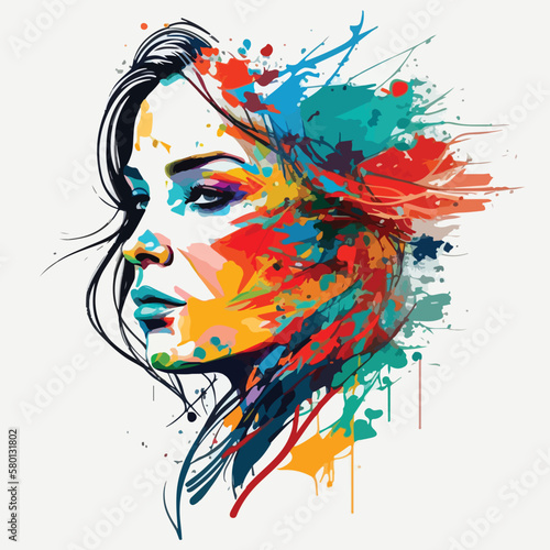 Portrait of a woman in an abstract style, hand drawn, beauty and health, cosmetology or for a beauty salon