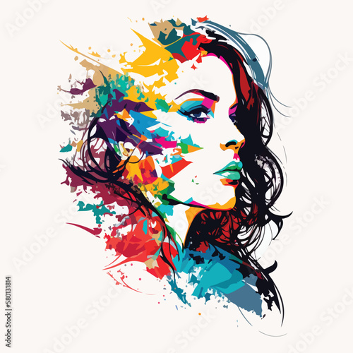 Portrait of a woman in an abstract style, hand drawn, beauty and health, cosmetology or for a beauty salon