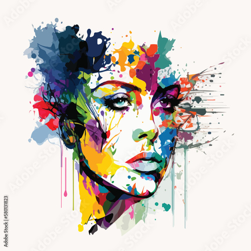 Portrait of a woman in an abstract style, hand drawn, beauty and health, cosmetology or for a beauty salon