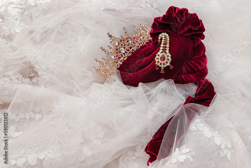 The Bride's Tiara and the Groom's Turban photo