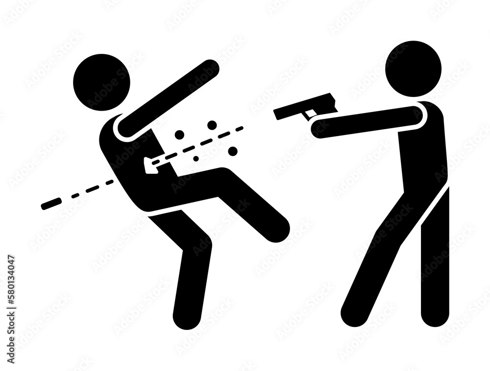 Kill man stomach icon. Simple warning armed man icons for ui and ux website or mobile application on white background Kill man stomach icon. Simple warning armed man icons for ui and ux website or mobile application on white background