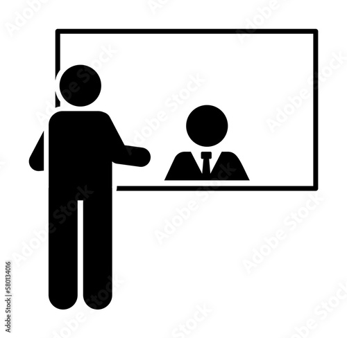 Pictogram of counter, jobless, money icon on white background