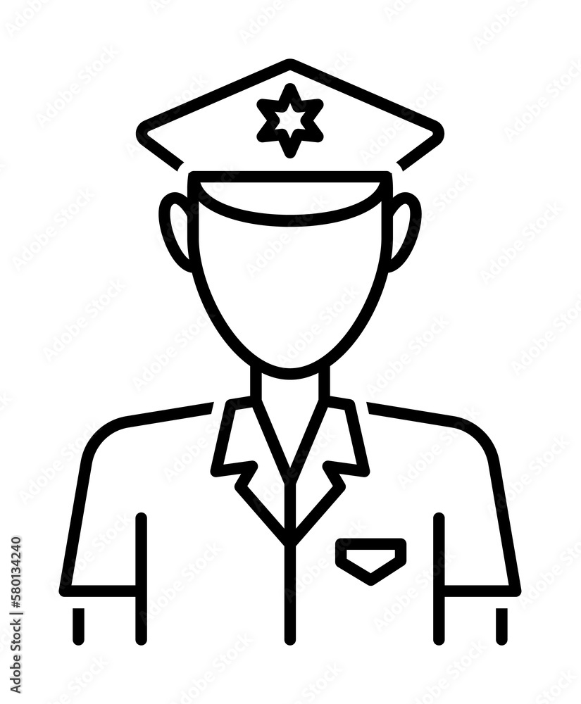 Police icon. Element of legal services thin line icon on white background Police icon. Element of legal services thin line icon on white background