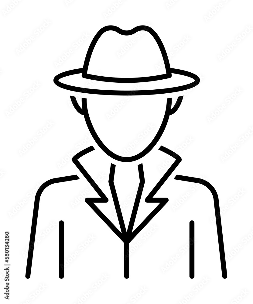 Detective icon. Element of legal services thin line icon on white background