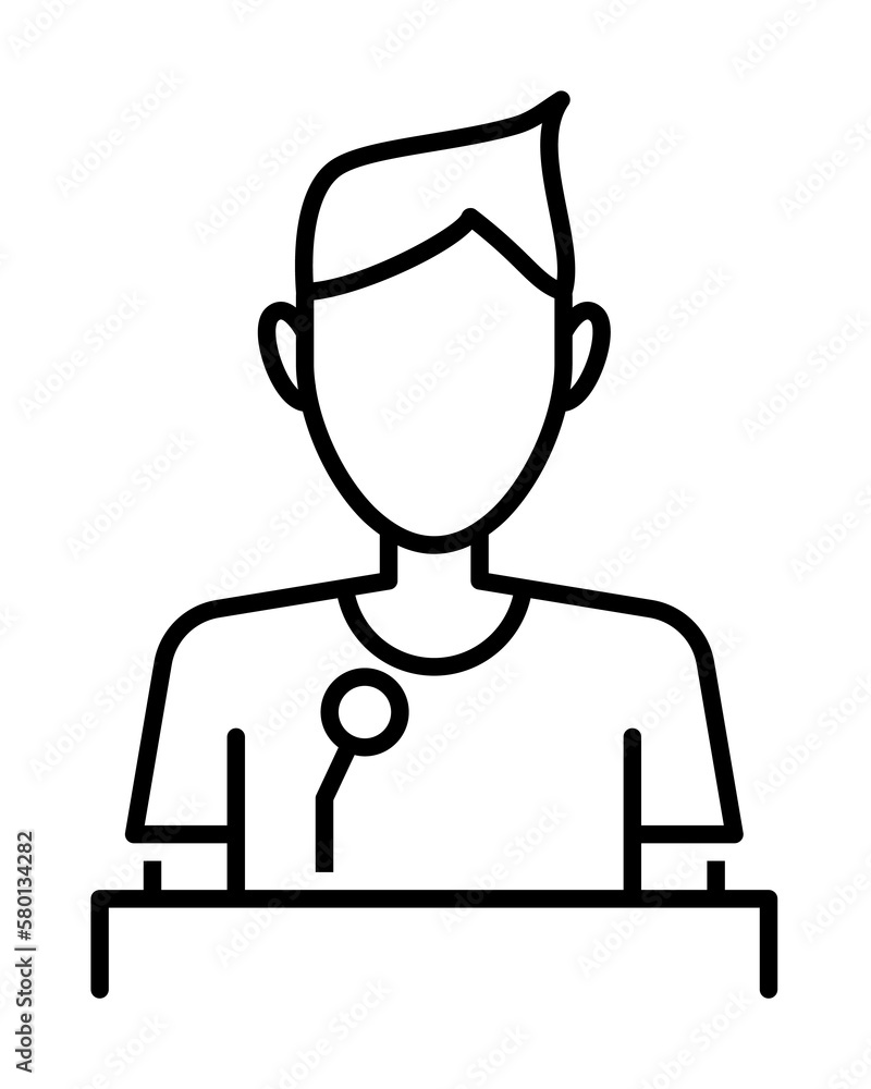 Lawyer icon. Element of legal services thin line icon on white background Lawyer icon. Element of legal services thin line icon on white background