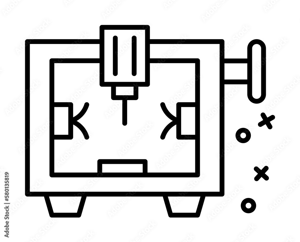 3d printer plastic engineering icon. Element of manufacturing on white background 3d printer plastic engineering icon. Element of manufacturing on white background