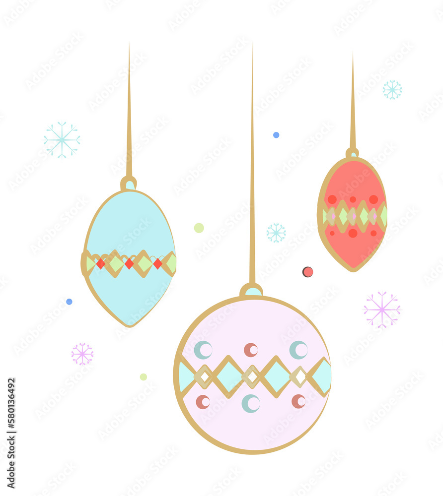 decorations, Christmas tree icon. Element of Christmas for mobile concept and web apps. Colored decorations, Christmas tree illustration can be used for web on white background