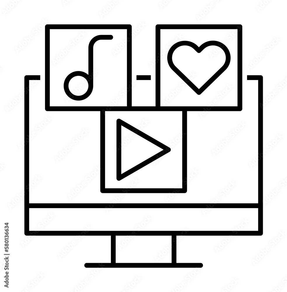 Monitor icon. Element of news thin line icon on white background Monitor icon. Element of news thin line icon on white background