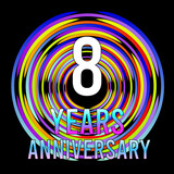 8 years anniversary, for anniversary and anniversary celebration logo, vector design colorful isolated on  black background