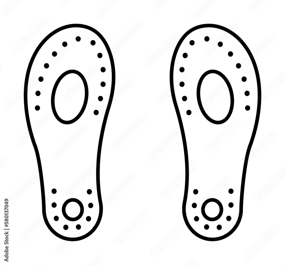 Foot insoles shoes icon. Simple line outline orthopedics icons for ui and ux website or mobile application on white background Foot insoles shoes icon. Simple line outline orthopedics icons for ui and ux website or mobile application on white background