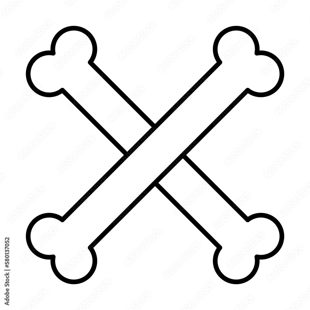 Bones cross icon. Simple line outline orthopedics icons for ui and ux website or mobile application on white background Bones cross icon. Simple line outline orthopedics icons for ui and ux website or mobile application on white background