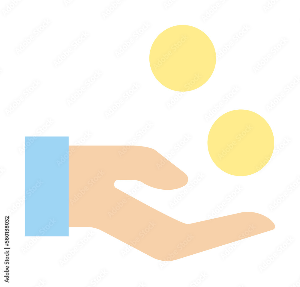 Charity hand coins Ramadan icon. Simple color elements of islam icons for ui and ux, website or mobile application on white background Charity hand coins Ramadan icon. Simple color elements of islam icons for ui and ux, website or mobile application on white background