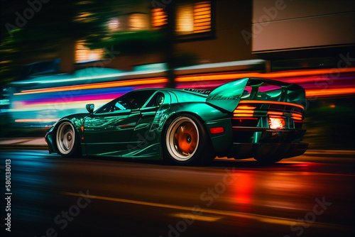Sport car moved on street. AI generated illustration